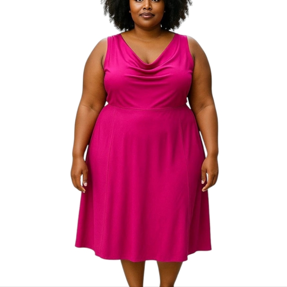 Ava & Viv Dresses & Skirts - New Ava & Viv A-Line Drape Neckline Sleeveless Satin Dress Is Fuschia Size 3X 🌺